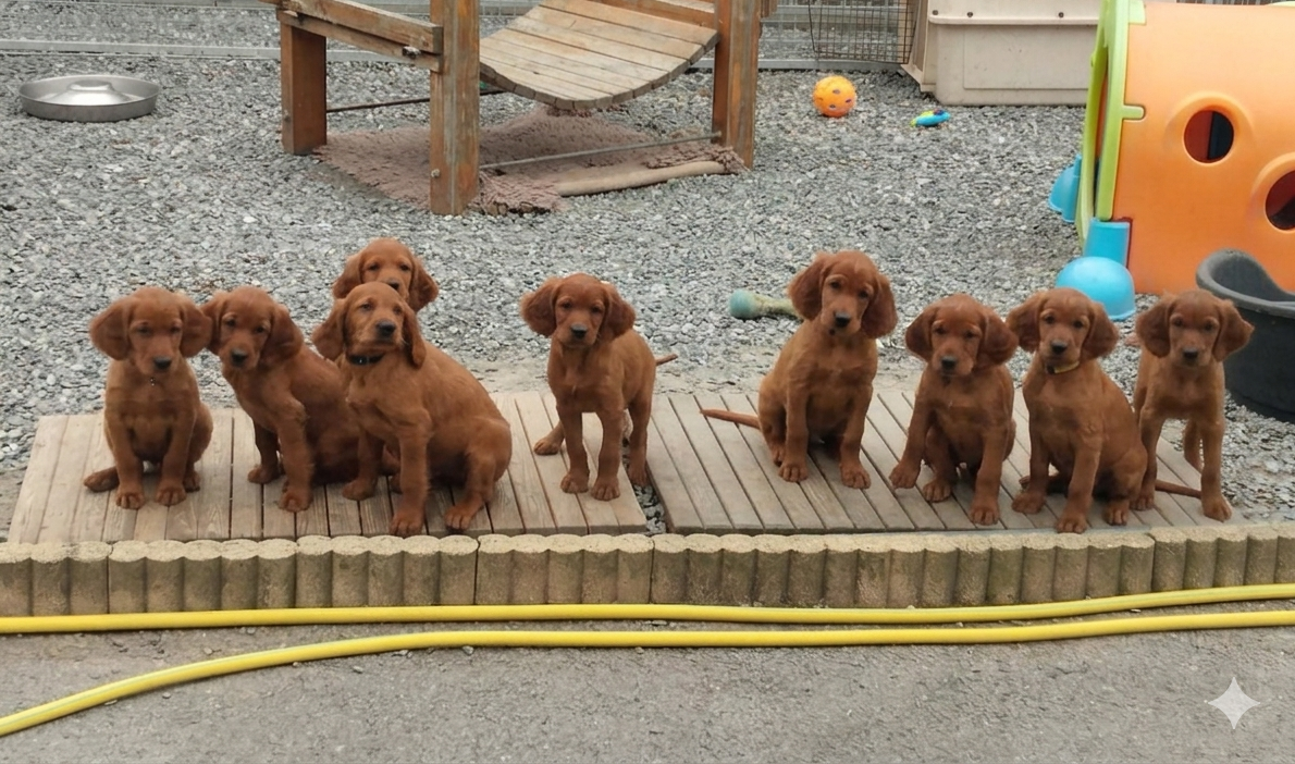 Chiot Setter irlandais rouge du terie et tilleul
